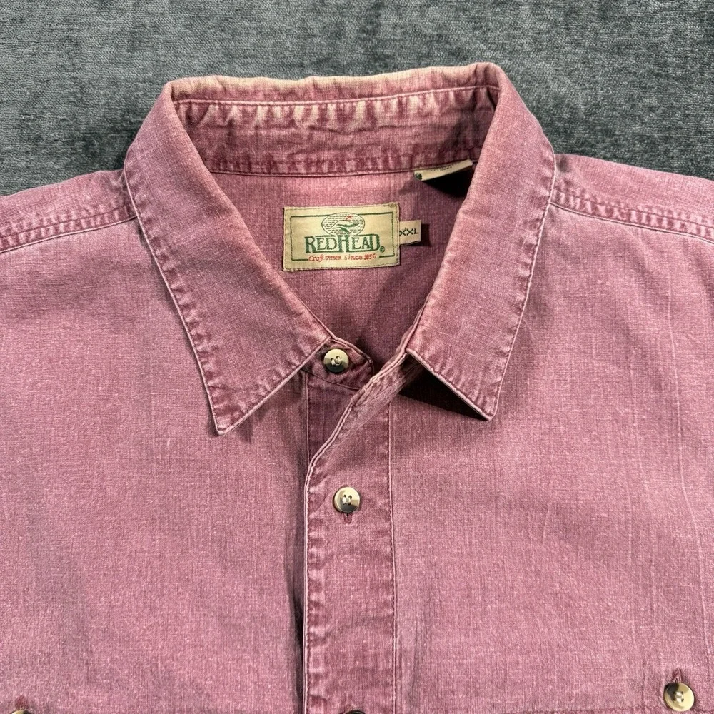 Red Head Brand Co. Button Up Long Sleeve Red Men's Size XXL Elbow Patches‎ VTG - Picture 7 of 15